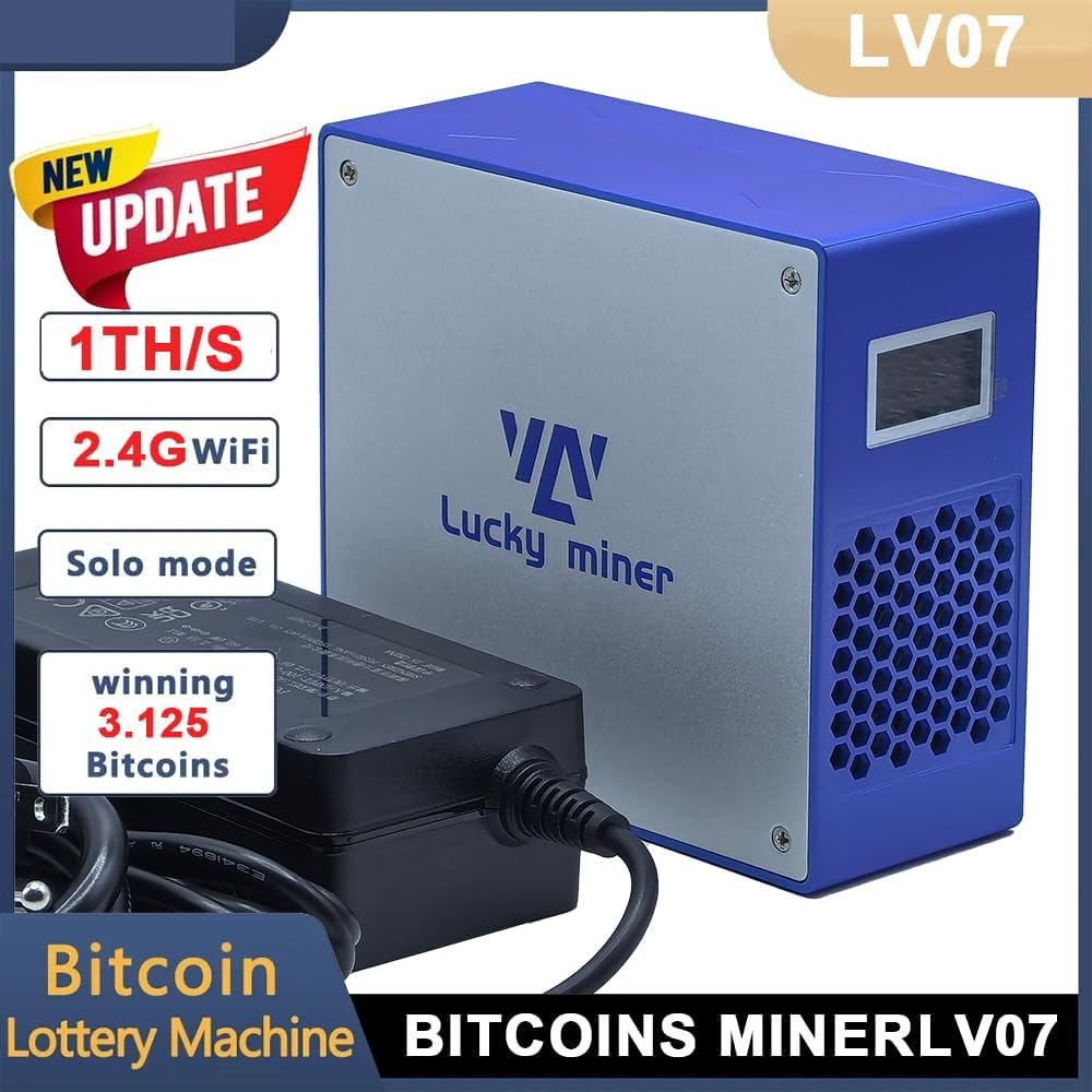 Bitcoins Miner 1TH/S Solo Miner LV07 SHA-256 Asic Chip Low Noise Lottery Crypto Miner 2.4G WiFi 25W Bitcoins Mining Machine Home Use