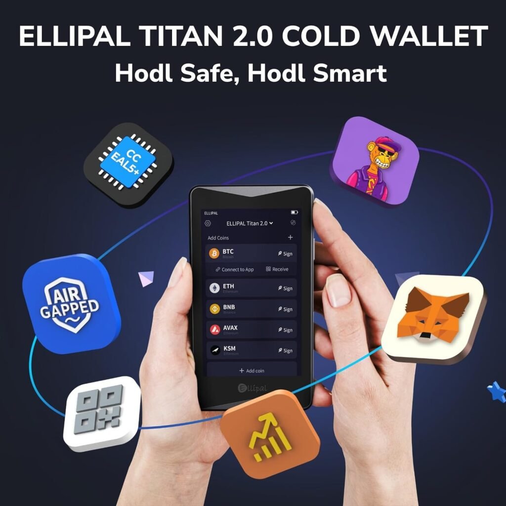 ELLIPAL Titan 2.0 Crypto Cold Wallet, Hardware Wallet, 100% Offline, Air-gapped - The Most Secure Crypto Wallet for 10000+ Coins  Tokens  NFTs