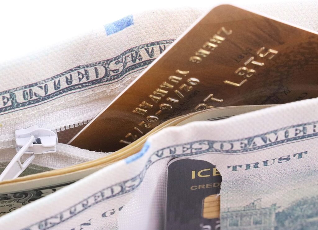 Minimalist Slim Wallet for Men- US Dollar Bill Wallet Credit Card Photo Holder Bifold- Zipper Design