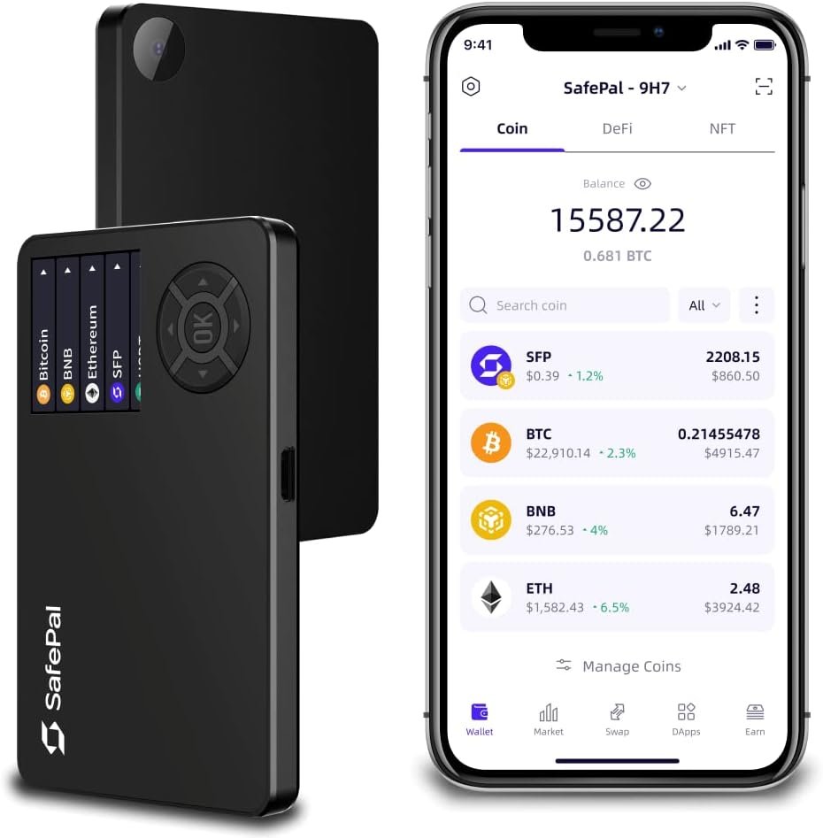 SafePal S1, Cryptocurrency Hardware Wallet, Cold Storage for Bitcoin, Ethereum and More Tokens, Securely Stores Private Keys, Seeds  Crypto Assets