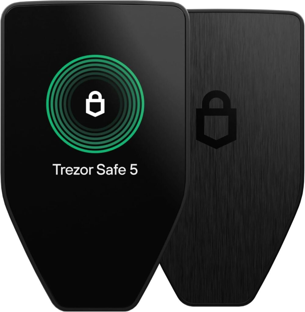 Trezor Safe 5 - Crypto Hardware Wallet with Secure Element  Passphrase, Color Touchscreen and Haptic Feedback, Protect Your Bitcoin and Digital Assets (Black Graphite)