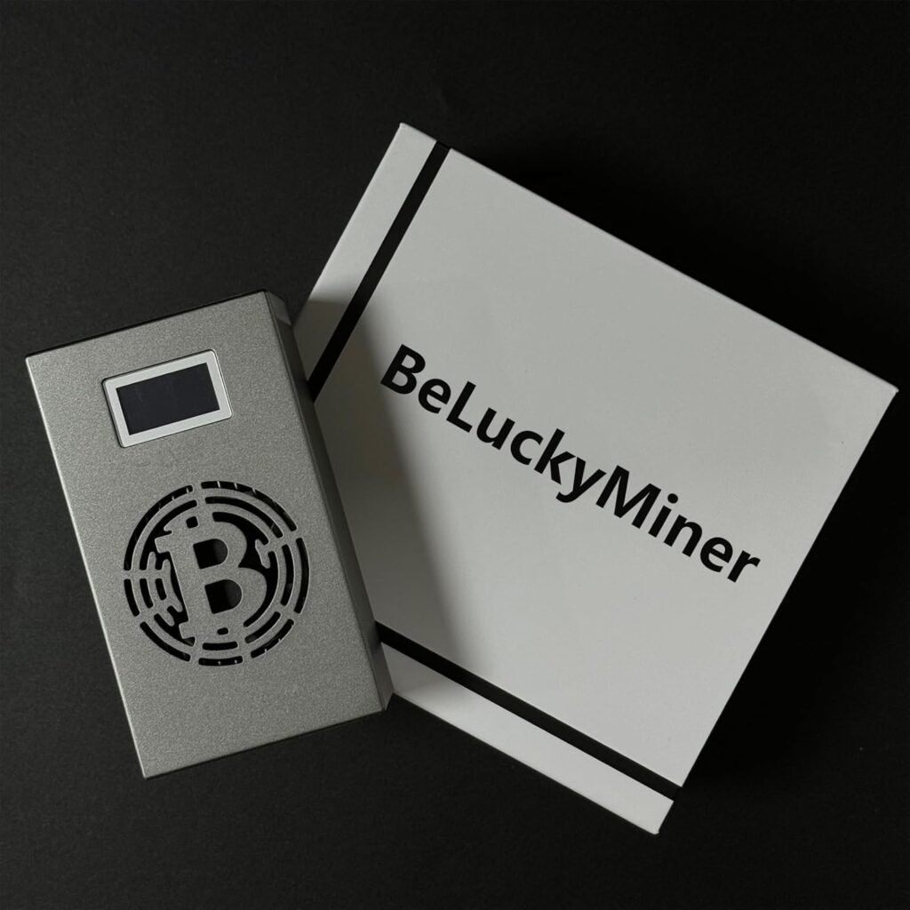 BeluckyMan Bitcoin Miner BTC Lotto Device WiFi SHA-256 500GH/S BM1366 Asic Chip Micro Silent Cryptocurrency Solo miner Bitcoin Machine Home Use, grey