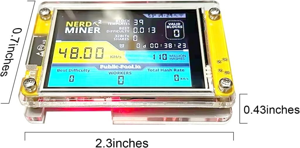 Bitcoins Miner USB NerdMiner V2 ESP32 Hashrate 49K/S 2.8 Inch Smart Display Crypto Solo Lottery Miner Solo Mining Machine