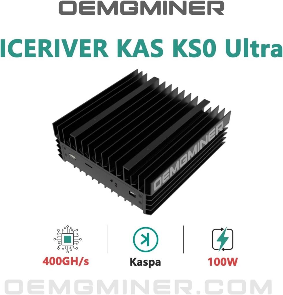 New IceRiver KS0 Ultra 400Gh 100w Kas Miner Kaspa Mining Crypto Asic Miner Machine Include PSU Power Supply with Cord