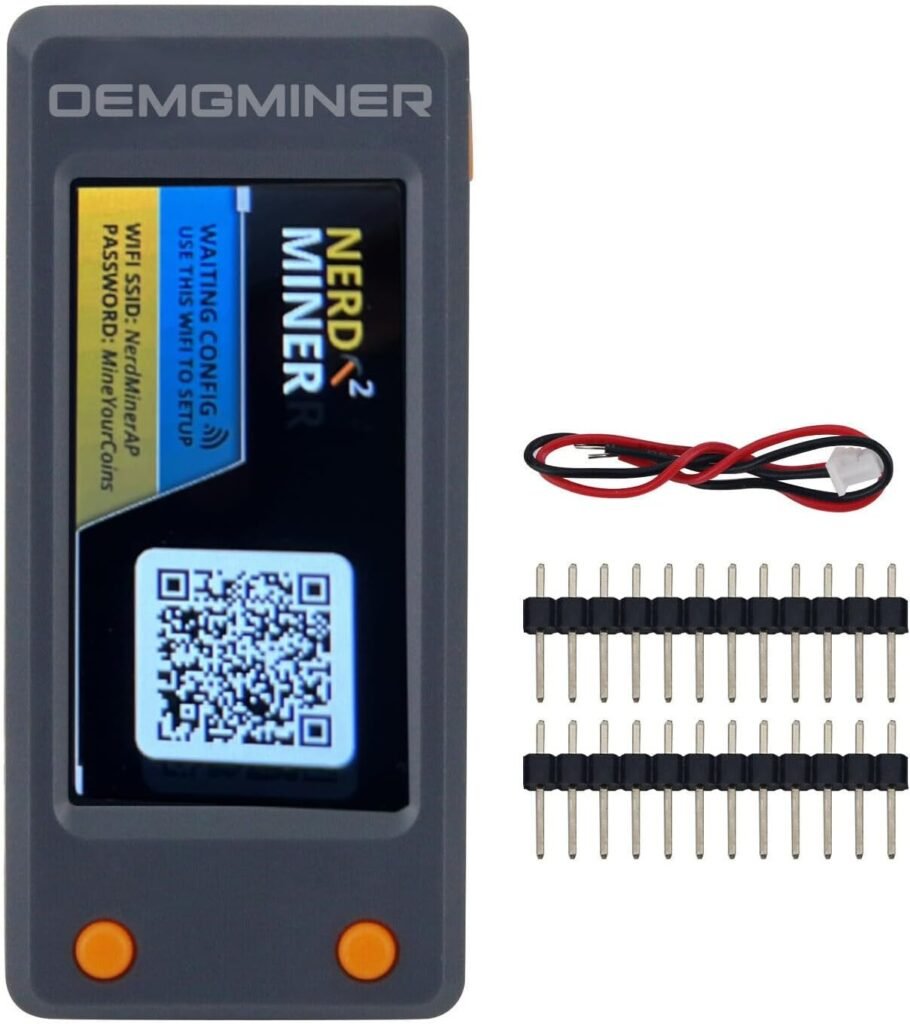 New NerdMiner V2 78KH/s T-Display S3 Bitcoin Solo Lottery Miner Win 6.25 BTC with Low Power Consumption - WiFi Connection, and USB-C Power